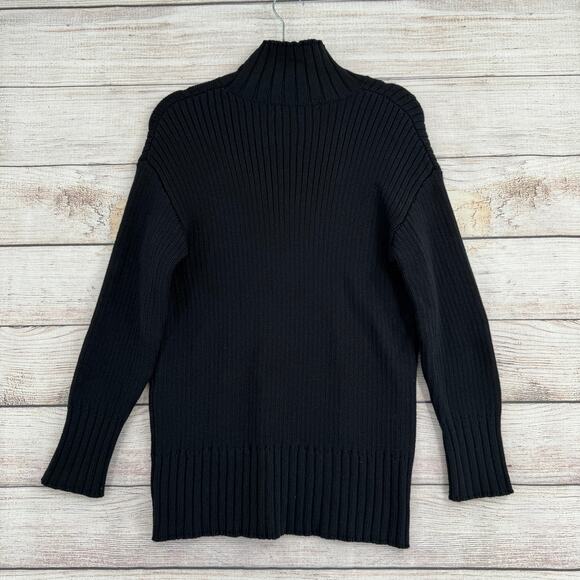 Free People FP Beach Rib Knit Mock Neck Sweater Womens XS Black - Picture 2 of 13